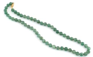 Zöld nagyszemű gyöngy nyaklánc, h: 60 cm