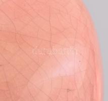 2db rózsaszín kerámia lámpa, kopásokkal, mázlepattanásokkal, m: 31 cm (Érintésvédelem szempontjából ...