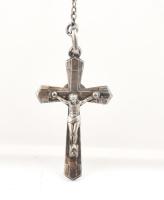 Ezüst(Ag) rózsafüzér, jelzett, h: 43 cm, nettó: 8,2 g