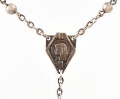 Ezüst(Ag) rózsafüzér, jelzett, h: 43 cm, nettó: 8,2 g