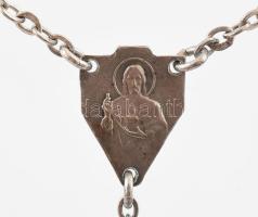 Ezüst(Ag) rózsafüzér, jelzett, h: 43 cm, nettó: 8,2 g