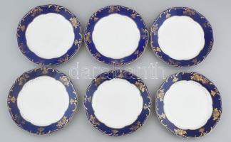 18 darabos Zsolnay Pompadour mintás tányérszett, előételes, lapos, leveses, jelzett, kopott