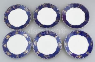 18 darabos Zsolnay Pompadour mintás tányérszett, előételes, lapos, leveses, jelzett, kopott