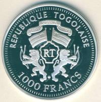 Togo 2002. 1000Fr Ag "Német vitorlás hajók-Wappen von Hamburg, Kaiser Leopold" T:PP