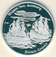 Togo 2002. 1000Fr Ag "Német vitorlás hajók-Wappen von Hamburg, Kaiser Leopold" T:PP