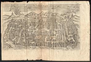 1681 Das Alte Jerusalem - Jeruzsálem térképe. Fametszet, hajtva / Antique map of Jerusalem. Wood plate engraving s. Ehrman 30x17 cm