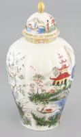 Royal Manifattura Porcelanne, kínaizáló fedeles dísz váza, jelzett, hibátlan, m: 35 cm