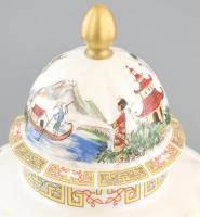 Royal Manifattura Porcelanne, kínaizáló fedeles dísz váza, jelzett, hibátlan, m: 35 cm