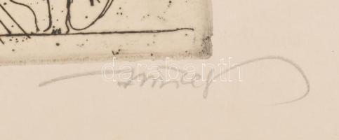 Hincz Gyula (1904-1986): Kompozíció (cím nélkül). Rézkarc, papír, jelzett. Hátoldalán Rézkarcoló Alk...