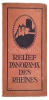 cca 1920-1940 Relief-Panorama des Rheines, dekoratív, színes, kihajtható grafikus panorámakép a Rajn...