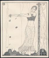 Kozma Lajos (1884-1948): Sziromhullás. Cinkográfia, papír, jelzett a cinkográfián, körbevágott, 19,5×16,5 cm