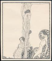 Kozma Lajos (1884-1948): Alakok. Cinkográfia, papír, jelzett a cinkográfián, körbevágott, 19,5×16,5 cm