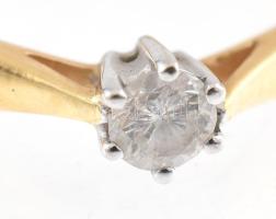 Arany (Au/14k) gyűrű, brillel (0,07ct) ékítve, jelzett, m: 58. bruttó: 1,8g