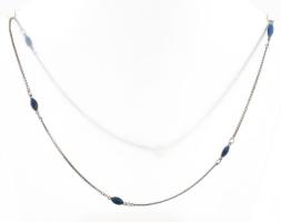 Ezüst(Ag) nyaklánc zománcozott díszítéssel, jelzett, h: 44 cm, bruttó: 2,6 g