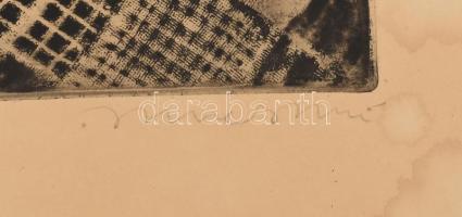 Imre István (1918-1983): Zizi alszik. Rézkarc, papír, jelzett, lap széle foltos és kissé sérült, 29,...