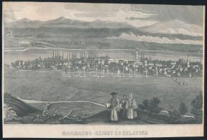 cca 1853 Marmaros-sziget és Szlatina, (Máramarossziget és Szlatina), acélmetszet, körbevágott, foltos, 11,5x18,5 cm
