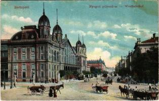 1914 Budapest VI. Nyugati pályaudvar, villamosok