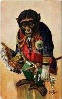 1908 Majom tiszt / Monkey officer. T.S.N. Serie 781. s: Arthur Thiele (EK)