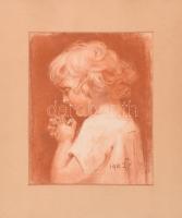 Olvashatatlan jelzéssel: Kisgyerek, 1910. Vöröskréta, papír. Paszpartuban. 27×22,5 cm