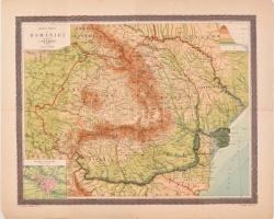 cca 1930 Harta Fizica a Romaniei (Nagy-Románia térképe). Intocmita de I. Popa-Burca. 1 : 1.700.000. Atelierele Socec & Co. S.A. Hajtott, apró lapszéli szakadásokkal, 58x48 cm