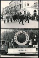 cca 1960 Székesfehérvár, május elsejei felvonulás, 5 db fotó, némelyik törésnyommal, 14×13 és 18×13 cm-es méretben