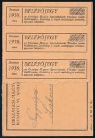 1938 Az Országos Magyar Iparművészeti Társulat tagsági jegye, 3 db belépőjeggyel