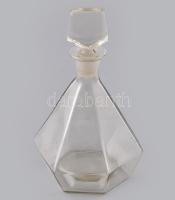 Szögletes likőrös üveg csiszolt üveg dugóval. Hibátlan. 22 cm