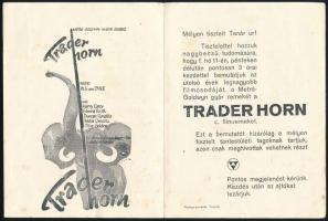 1931 Belvárosi Mozi Rt. Szeged szórólapja, benne a Trader Horn film ismertetője