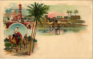 Roda Island, Ile de Rodah; Egyptian folklore, camel. Art Nouveau, litho (fl)