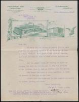 1925 London, Fred K. Doble & Sons Manufacturers fejléces levélpapírjára írt levél, a gyár látképével