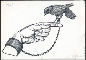 Jelzés nélkül: Szabadság (cím nélkül). Tus, ceruza, papír, jelzett. Az Igazság c. lapban megjelent karikatúra. 21x29,5 cm.