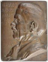 Taiszer János (1878-1951) 1925. Ignácz Sándor - Barátság jeléül bronz plakett, négy sarkán rögzítéshez szolgáló lyukakkal (143x182mm) T:1-,2