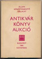 1980 Állami Könyvterjesztő Vállalat antikvár könyvaukció, antikvár könyvek katalógusa XIV., Bp., 1980. november. VIII+212 p.