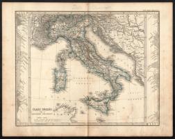 cca 1870 Európát ábrázoló térképek, 3 db: Schweiz, Német ország hegységei, Olasz ország vagy az Apennini félsziget, Gotha, Justus Perthes, színezett acélmetszetek, kissé foltosak, 24x31 cm