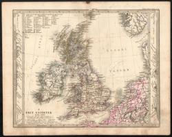 cca 1870 A Brit szigetek, és Svédhon és Norvégia/Dánia és Schleswig-Holstein porosz tartomány térképei, 2 db, Gotha, Justus Perthes, színezett acélmetszetek, foltosak, az egyiken firkával, 24x31 cm