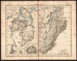 cca 1870 A Brit szigetek, és Svédhon és Norvégia/Dánia és Schleswig-Holstein porosz tartomány térkép...