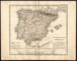 cca 1870 Afrika és Spanyolország/Portugália térképei, 2 db, Gotha, Justus Perthes, színezett acélmetszetek, foltosak, az egyiken firkával, 24x30 cm és 24x31 cm