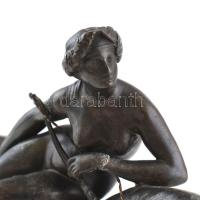 Jelzés nélkül: Diana a lovon. Patinázott bronz, erotikus szobor, márvány talapzaton. Sérült, ragaszt...