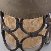 Rusztikus öntöttvas mennyezeti lámpa. Kopott, h: 70 cm. (Érintésvédelem szempontjából nincs bevizsgá...