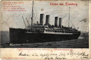 1902 Hamburg, Doppelschrauben-Schnelldampfer "Deutschland" / German passenger liner steamship (lyuk / pinhole)