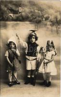 1912 German military, patriotic propaganda, children in uniforms (EK)