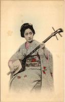 Japanese folklore, geisha with shamisen (fl)