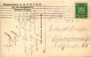 1925 Schliersee, Rotwandhaus d. A.-V.-S. T.-A.-K. von der Kimpflscharte Rotwand-Gruppe / tourist hou...