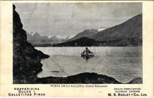 Punta de la Ballena, Cerros Balmaceda. &quot;Hesperidina&quot; Liquor advertisement