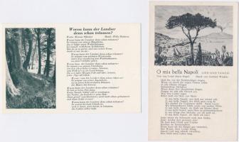4 db második világháborús német katonai képeslap propaganda dalokkal / 4 WWII German military postcards with propaganda songs