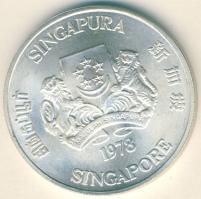 Szingapúr 1978. 10$ Ag "Kommunikációs műholdak" T:BU Eredeti tokban!