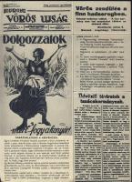 1919 15db "VÖRÖS ÚJSÁG" címlap nyomdai fénymásolata