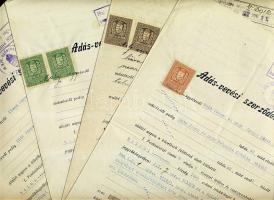 cca 1900 10db okmány, zömmel adás-vevési szerződés, okmánybélyegekkel és bélyegzőkkel ellátva