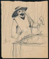Galambos Margit (?-?): Nápolyi alak. Ceruza, papír, jelzés nélkül, középen lent autográf felirattal, lapszéli szakadással, 20,5x17 cm