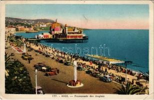 1939 Nice, Nizza; Promeande des Anglais / beach with automobiles (EK)